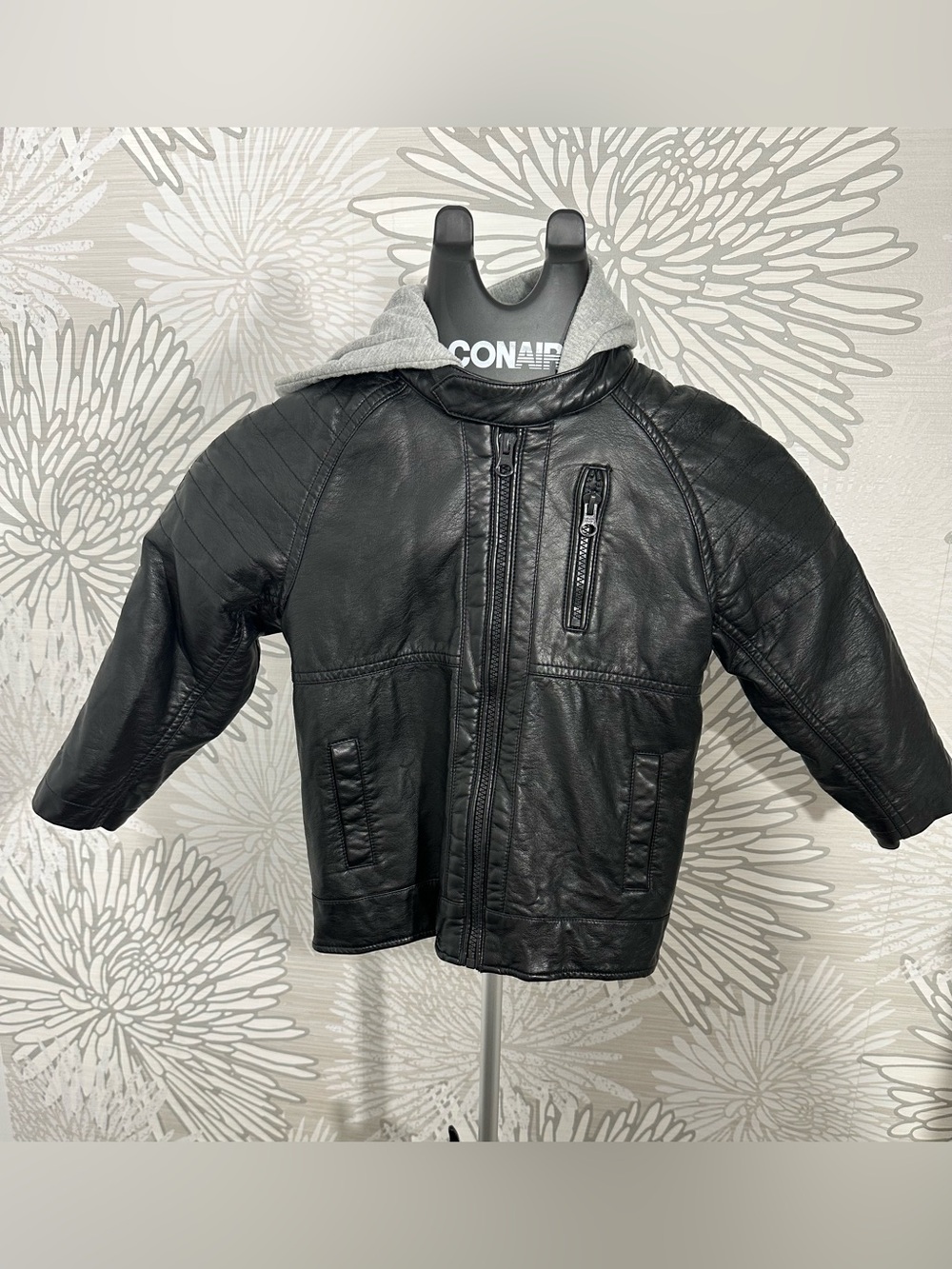 George Toddler Leather Jacket with Hoodie